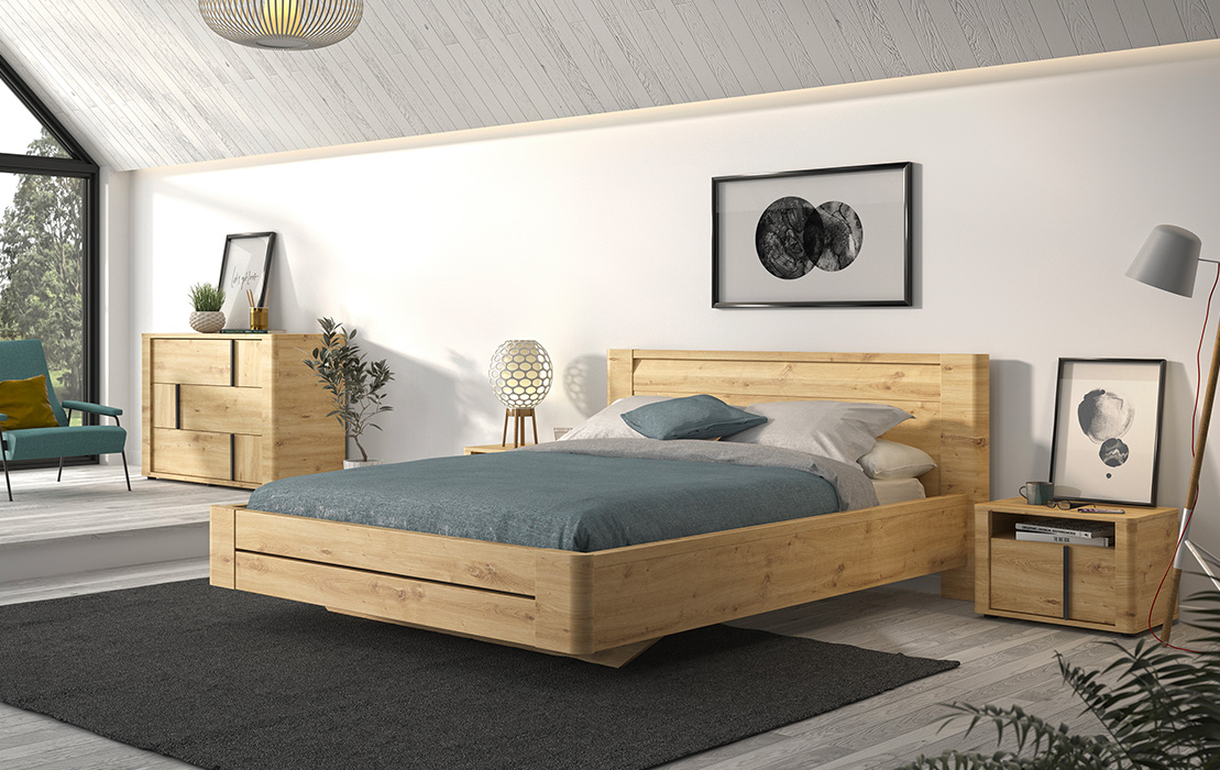 mobilier bois mur blanc chambre