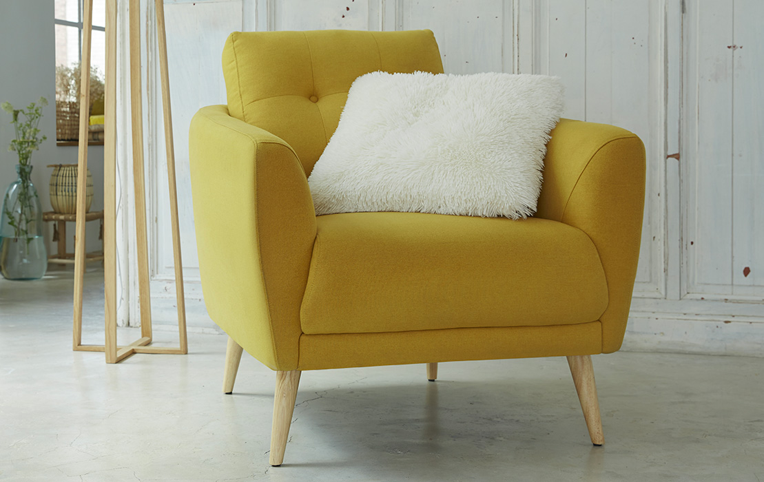 fauteuil jaune confortable scandinave