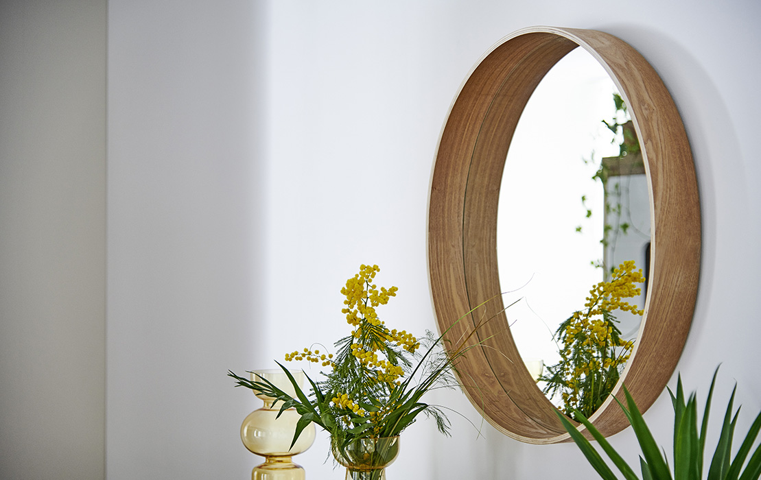 miroir rond bois chambre